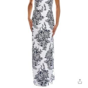 Oscar de la Renta Floral Crepe Fil Coupe Sil-Lined Column Gown size 8.